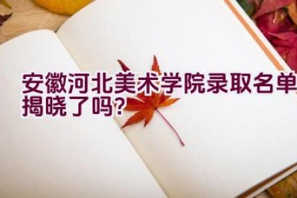 安徽河北美术学院录取名单揭晓了吗？